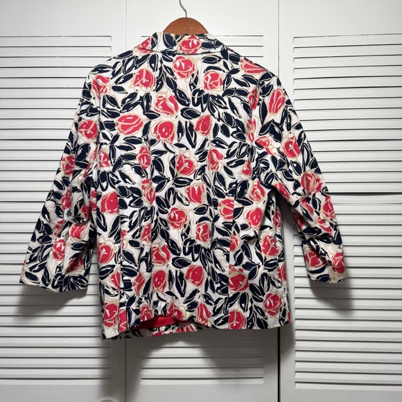 Vintage 80s Koret White Red Black Big Button Floral Jacket Women's Size XL - Picture 7 of 7